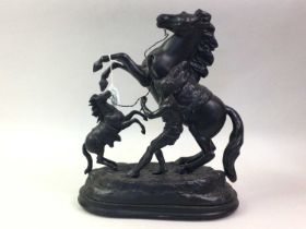 GROUP OF METAL HORSE FIGURES,