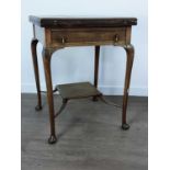 EDWARDIAN WALNUT ENVELOPE CARD TABLE,