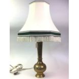 BRASS TABLE LAMP, ALONG WITH OTHER ITEMS