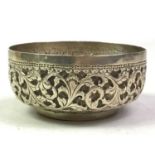 INDO-PERSIAN WHITE METAL BOWL, LATE 19TH/EARLY 20TH CENTURY