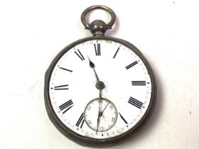 TWO SILVER CASED POCKET WATCHES, AND ANOTHER