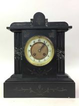 VICTORIAN BLACK SLATE MANTEL CLOCK,