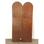 PAIR OF LAMINATED WOOD EARLY SURFBOARDS,