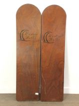 PAIR OF LAMINATED WOOD EARLY SURFBOARDS,