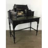 VICTORIAN EBONISED BONHEUR DU JOUR,