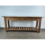 LARGE PINE RECTANGULAR SIDE TABLE,