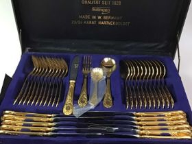 SOLINGEN GOLD PLATED CANTEEN OF CUTLERY, OF TWELVE PLACE SETTINGS