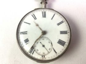 SILVER CASED POCKET WATCH, AND OTHER ITEMS