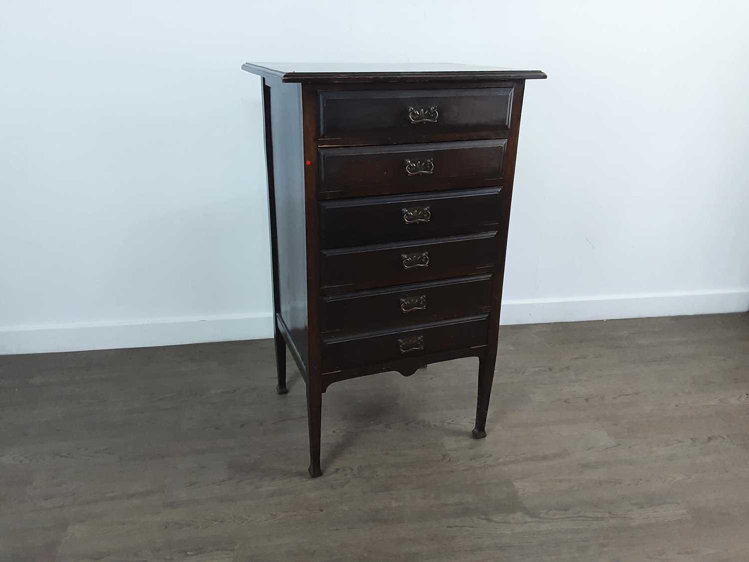 EDWARDIAN MAHOGANY MUSIC CABINET,