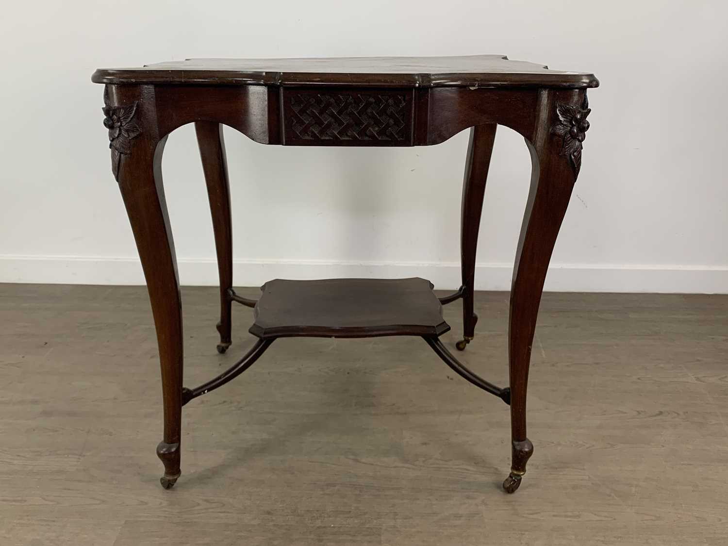 EDWARDIAN MAHOGANY WINDOW TABLE,