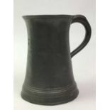 TWO PEWTER TANKARDS,