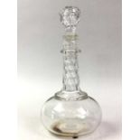 GROUP OF GLASS DECANTERS,