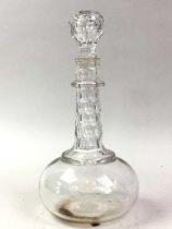 GROUP OF GLASS DECANTERS,