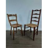 TWO BEDROOM CHAIRS, AND A KITCHEN CHAIR