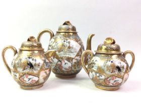 JAPANESE SATSUMA THREE PIECE TEA SERVICE,