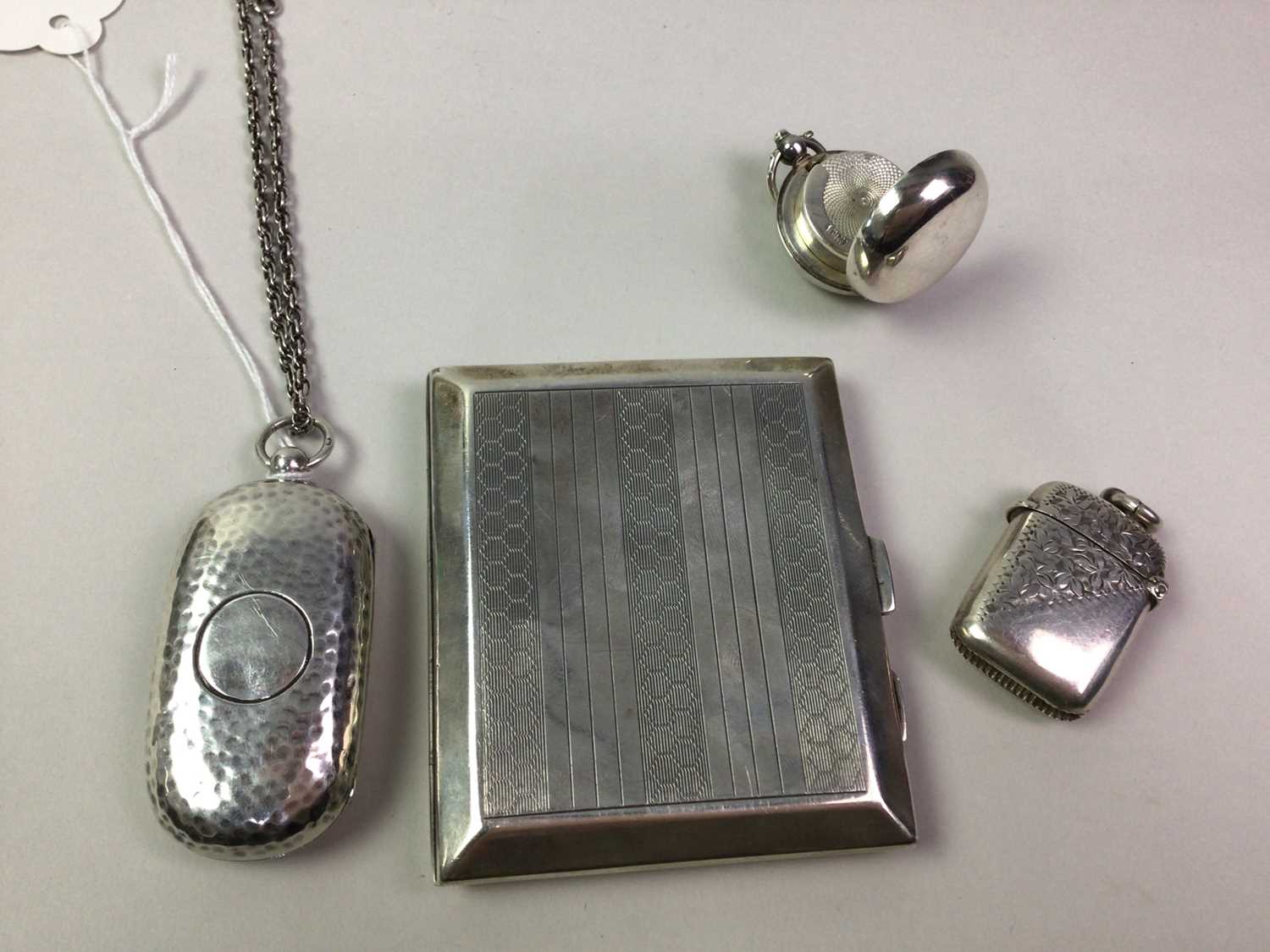 SILVER CIGARETTE CASE, ALONG WITH A VESTA CASE AND TWO SILVER SOVEREIGN CASES - Image 2 of 2