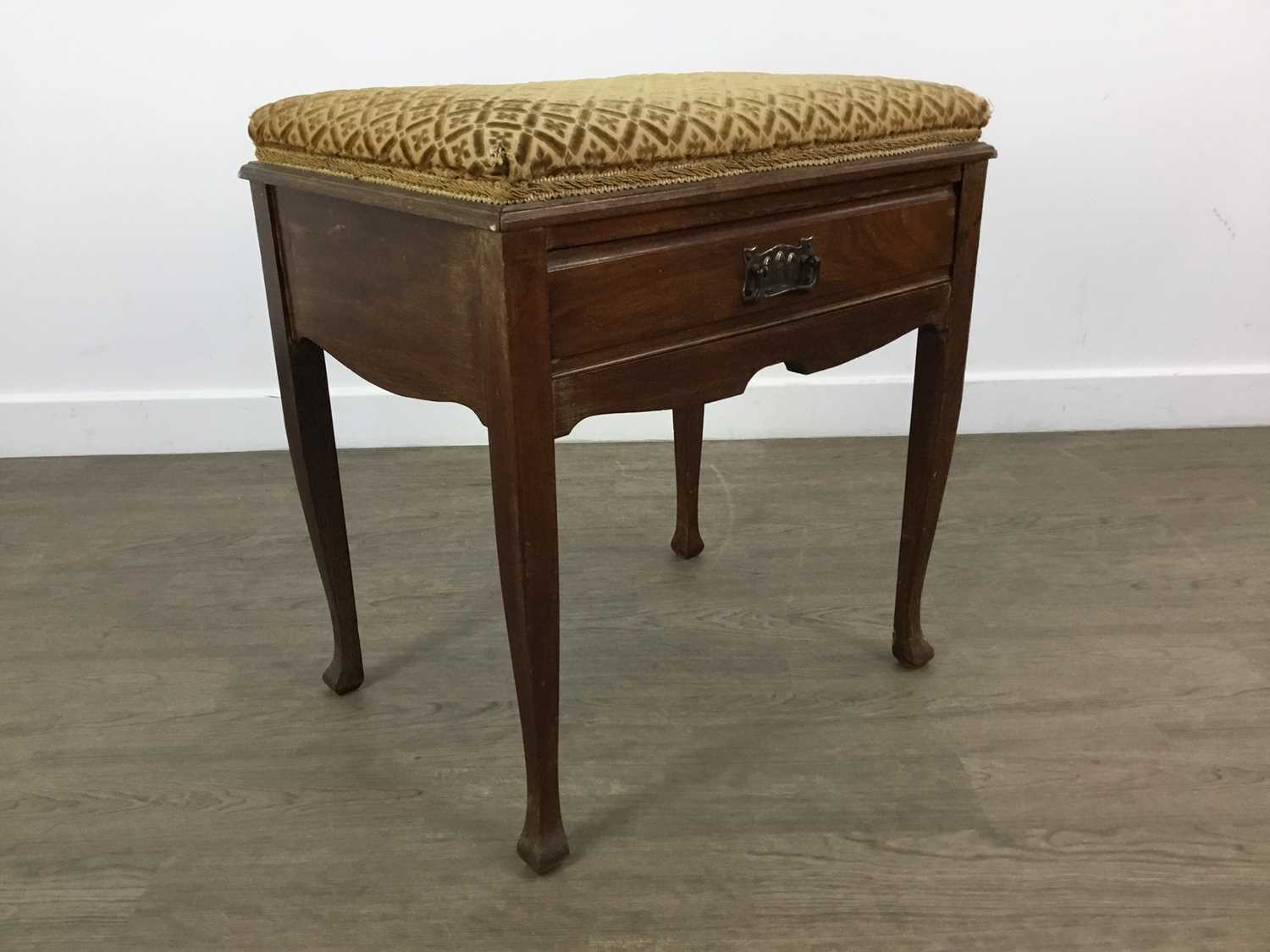 MAHOGANY PIANO STOOL, AND A FOOTSTOOL