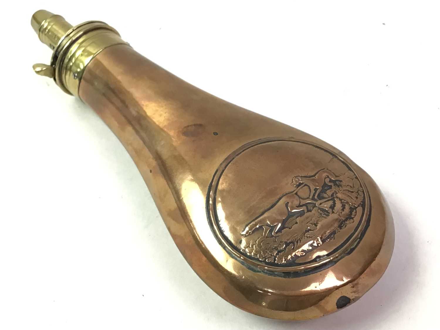 VICTORIAN COPPER POWDER FLASK