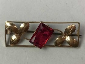 TWO GEM SET BAR BROOCHES,