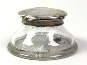 SILVER MOUNTED INKWELL, AND OTHER ITEMS