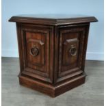 MAHOGANY NEST OF THREE TABLES, AND AN OAK OCCASIONAL TABLE