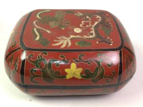 CHINESE LACQUERED BOX, ALONG WITH A CHINESE BOWL AND MINIATURE CHEST OF DRAWERS