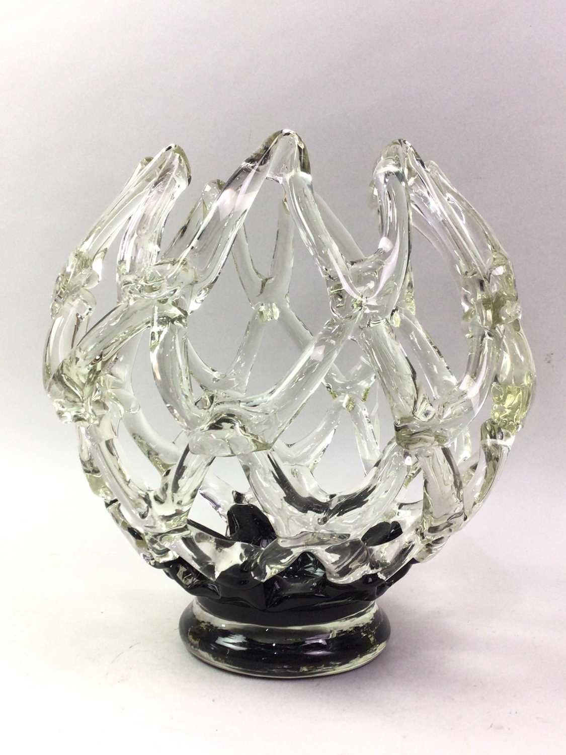 MURANO LATTICE BOWL, ALONG WITH AN ART GLASS VASE