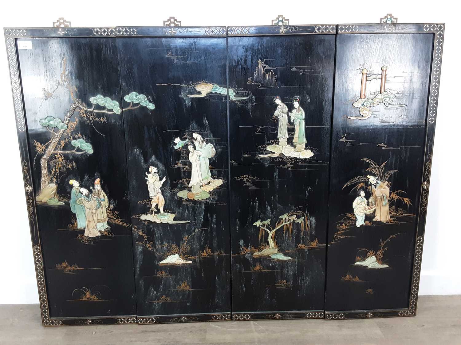 SET OF FOUR CHINESE LACQUERED PANELS, 20TH CENTURY - Image 2 of 2