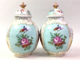 PAIR OF CONTINENTAL VASES AND COVERS,