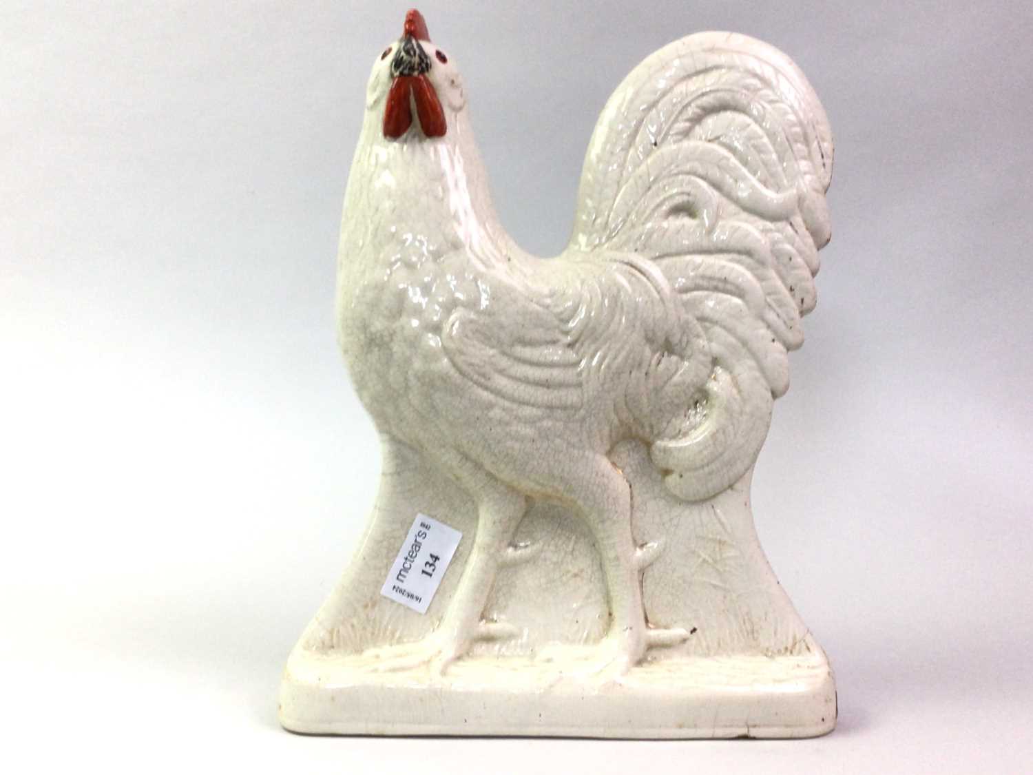 VICTORIAN STAFFORDSHIRE POTTERY COCKEREL, 19TH CENTURY