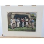 VICTORIAN CRICKETING COLOUR ENGRAVING - THE SURREY ELEVEN,