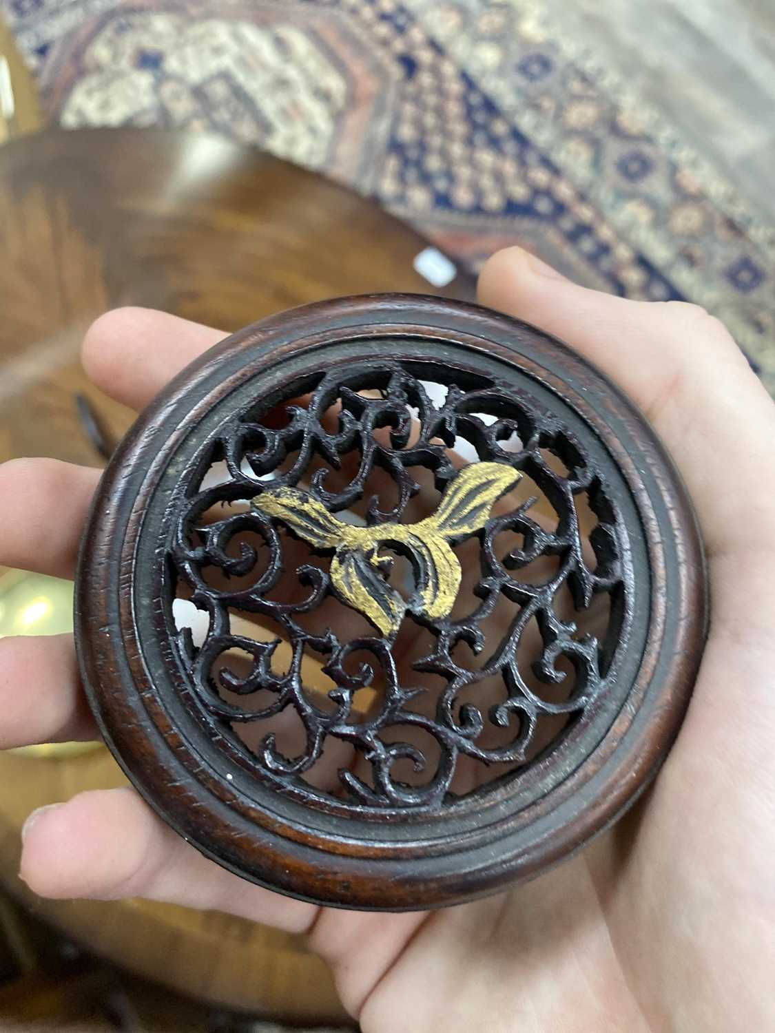 EASTERN BRASS BOWL, ALONG WITH A GROUP OF CHINESE HARDWOOD STANDS - Image 13 of 24