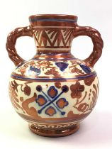 SPANISH TWIN HANDLED LUSTRE VASE, 20TH CENTURY