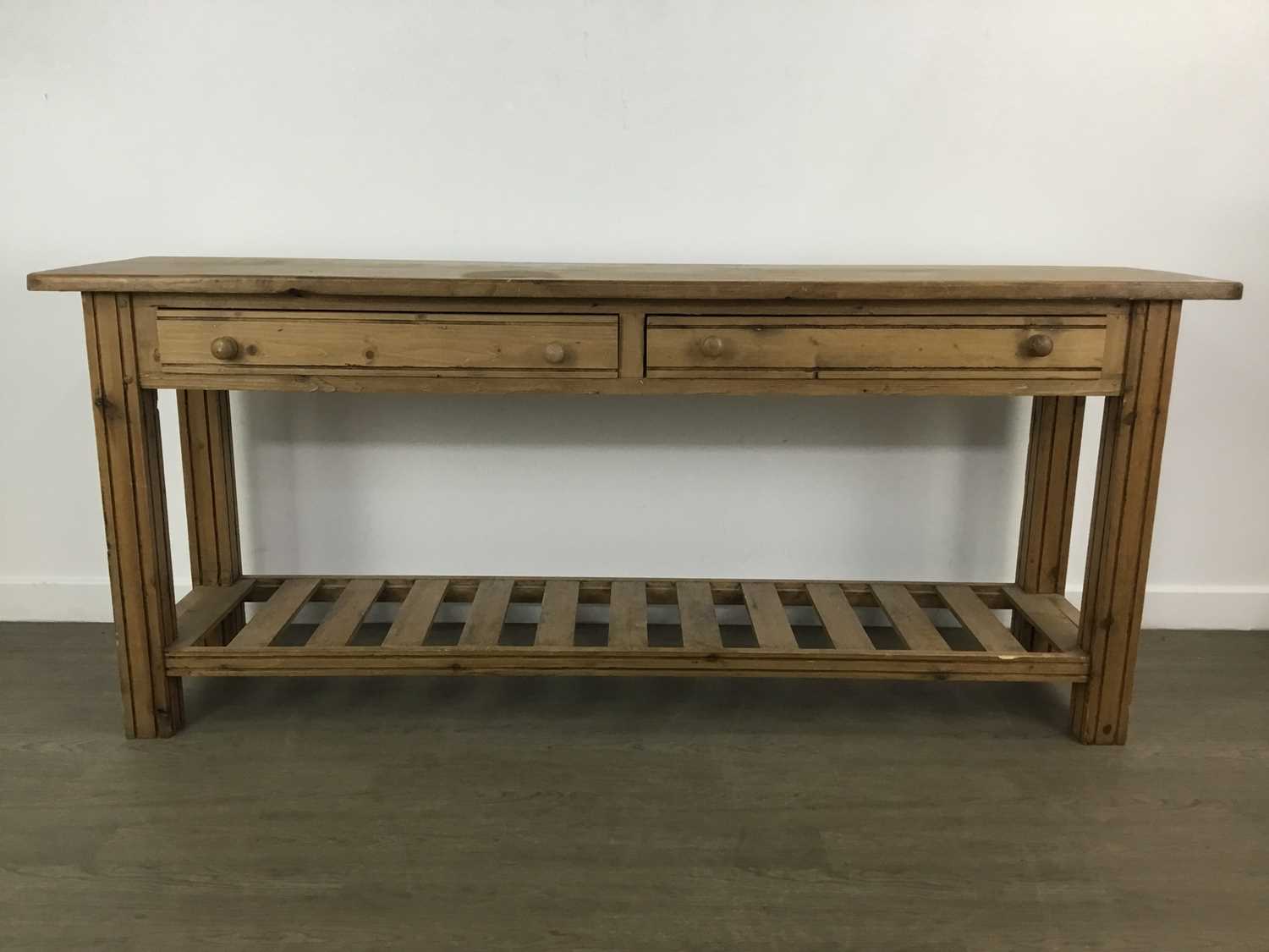 LARGE PINE RECTANGULAR SIDE TABLE,