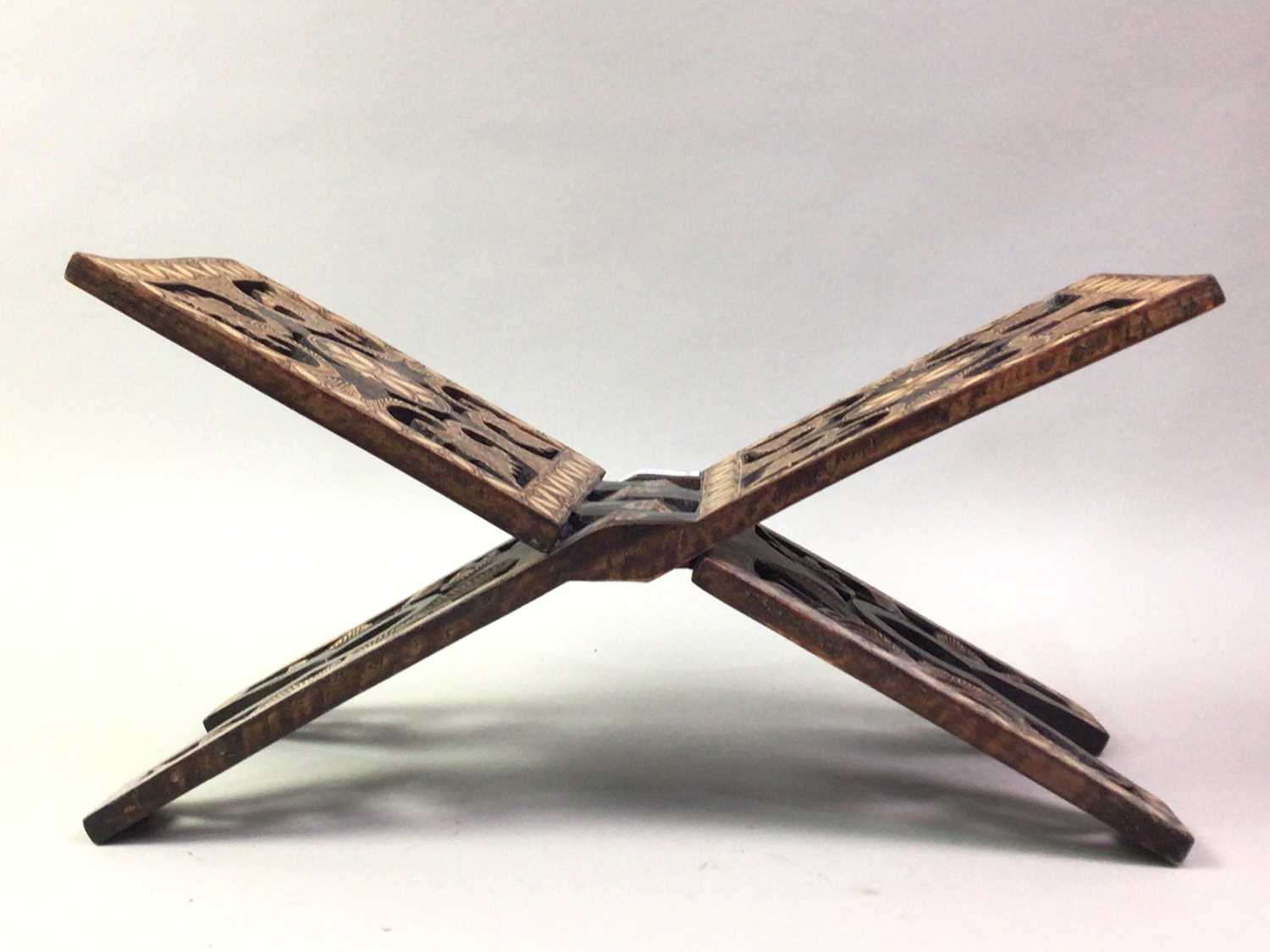 MINIATURE FOLDING STOOL, AND A WOODEN QURAN FOLDING STAND