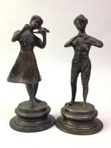 PAIR OF BRONZE EFFECT FIGURES, AND OTHER CERAMIC AND METAL FIGURES