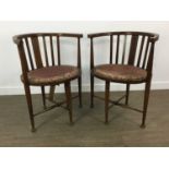 PAIR OF EDWARDIAN MAHOGANY TUB CHAIRS,