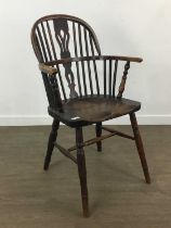 ELM AND YEW WOOD WINDSOR CHAIR, 19TH CENTURY