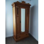 LATE VICTORIAN MIRROR DOOR WARDROBE,