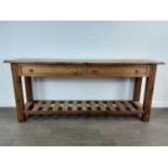 LARGE PINE RECTANGULAR SIDE TABLE,