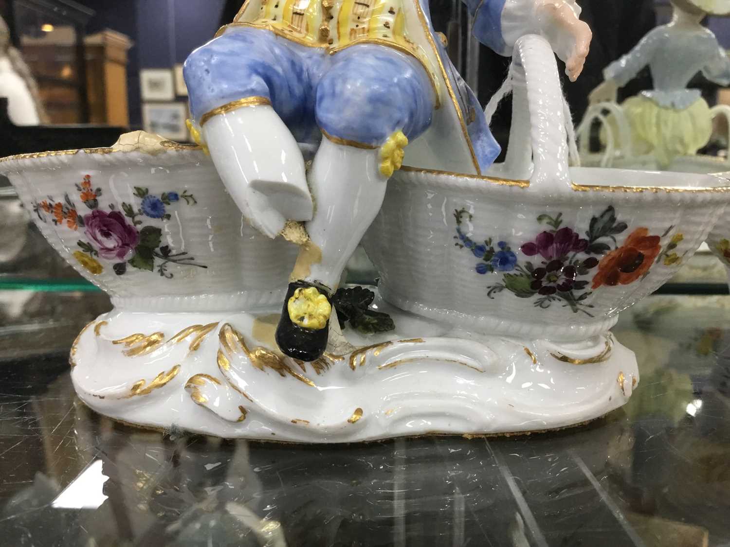 PAIR OF 19TH CENTURY MEISSEN DOUBLE SALTS, AND OTHERS CERAMICS - Image 3 of 10