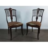 PAIR OF INLAID WALNUT PARLOUR CHAIRS,