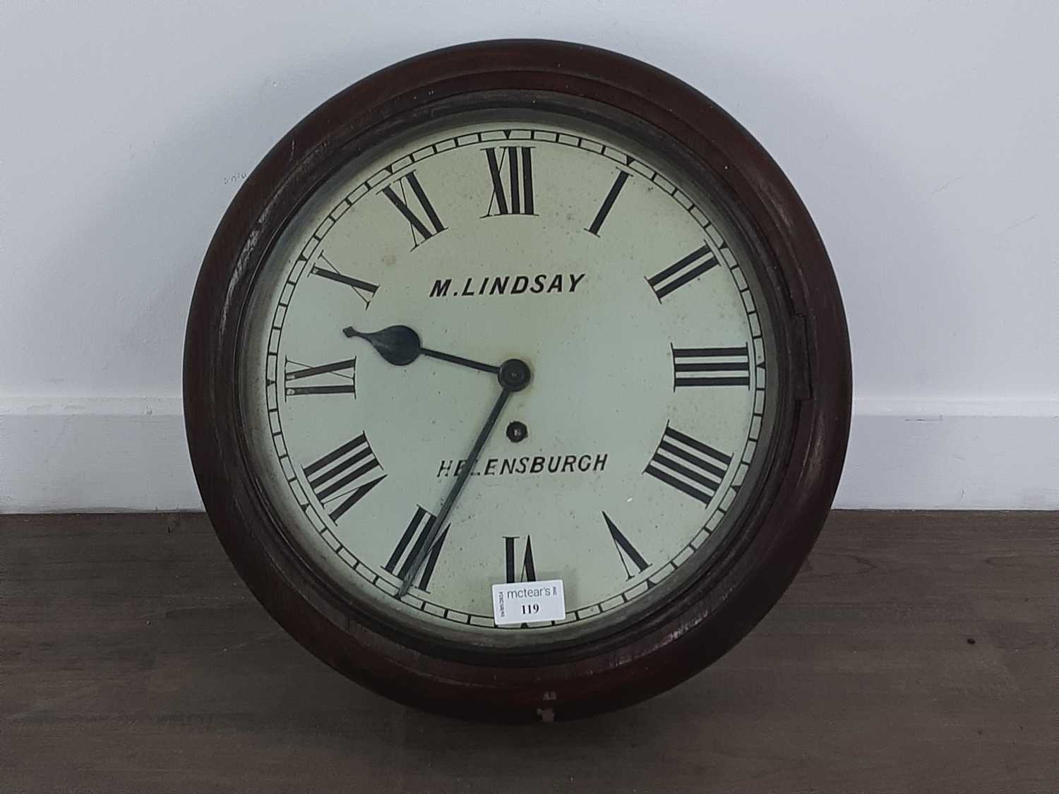 VICTORIAN OAK WALL CLOCK, M LINDSAY, HELENSBURGH