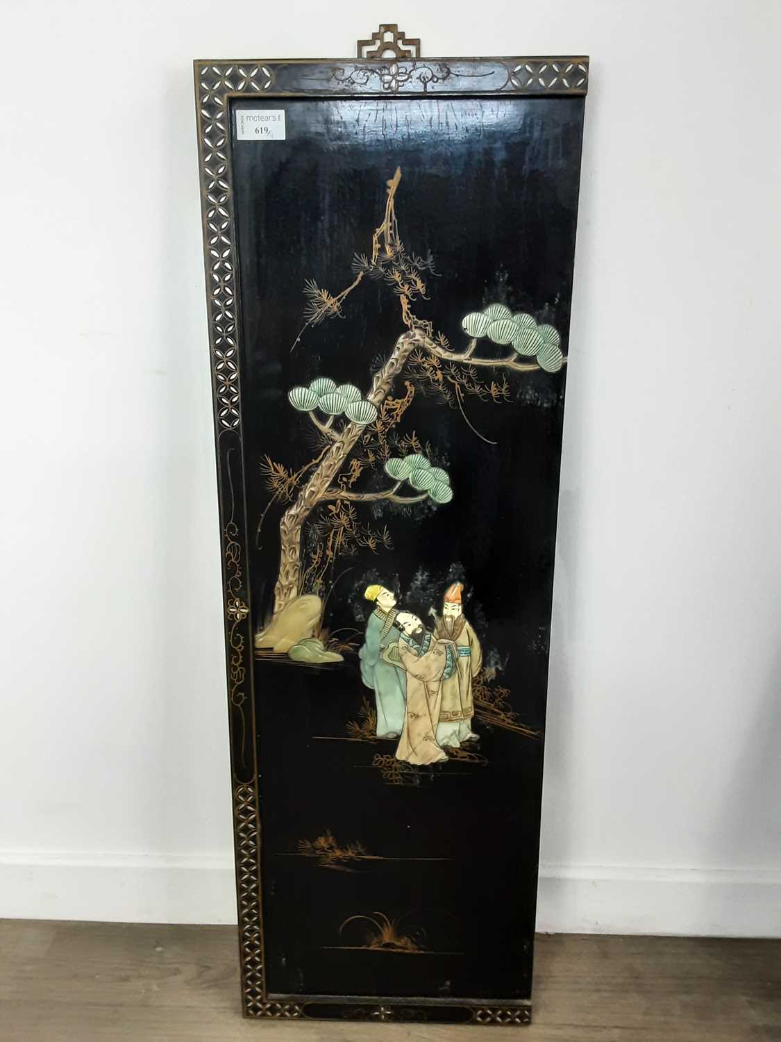 SET OF FOUR CHINESE LACQUERED PANELS, 20TH CENTURY