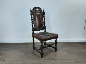 CARVED OAK HALL CHAIR,
