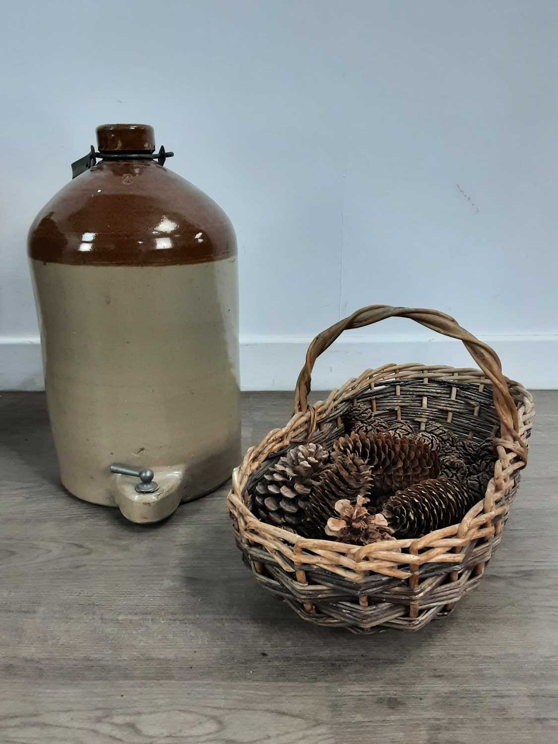 LOG BASKET, ALONG WITH TWO OTHER ITEMS