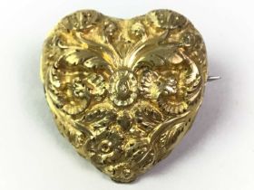 VICTORIAN HEART SHAPED MOURNING BROOCH,