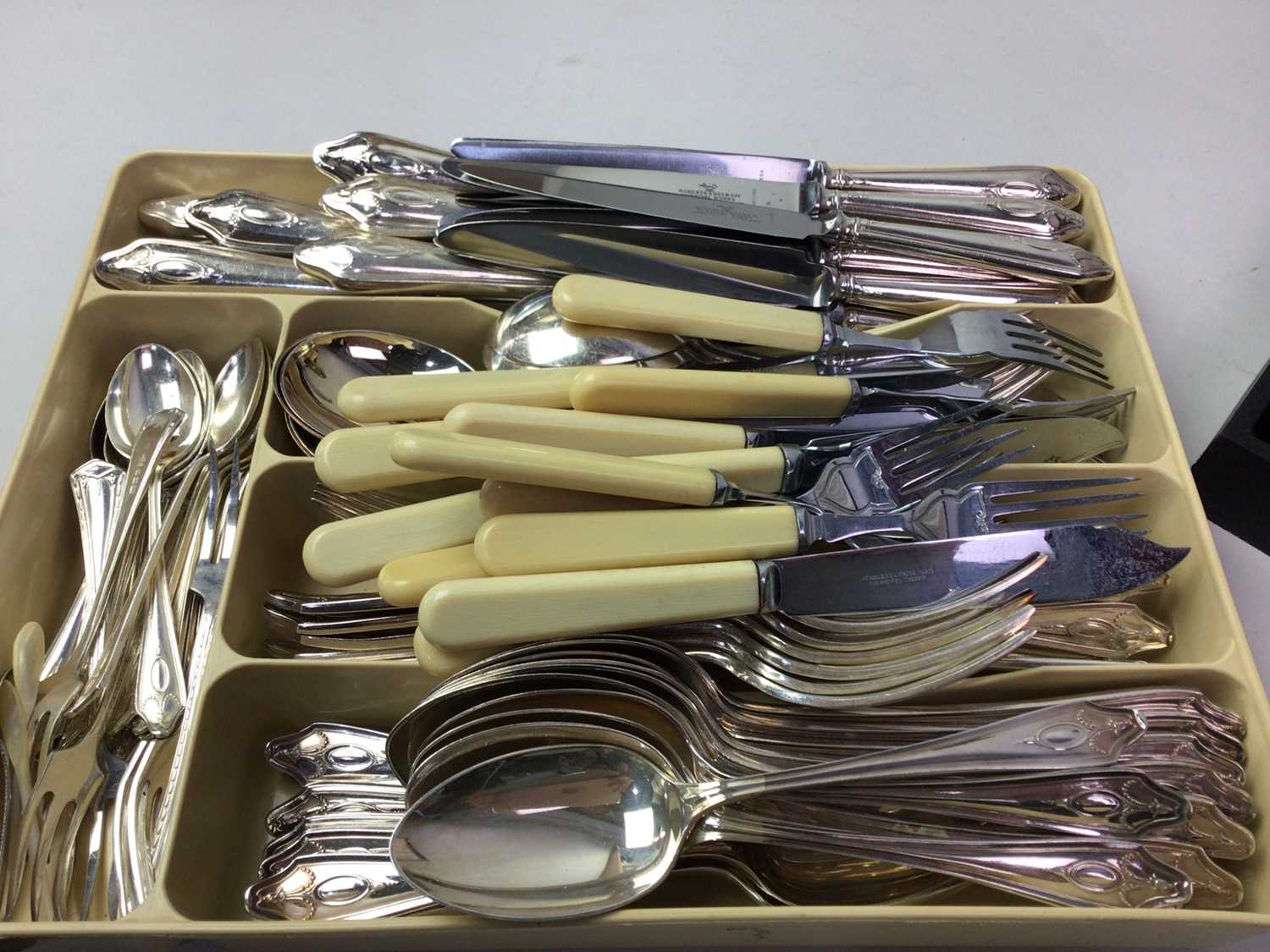 SUITE OF SIX ANTLER HANDLED KNIVES AND FORKS, AND OTHER FLATWARE - Image 6 of 6