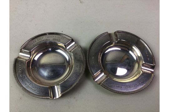 GLENEAGLES / GOLF INTEREST, SET OF FOUR SILVER PRESENTATION ASHTRAYS, 1967 - 1973, SHEFFIELD HALLMAR - Image 2 of 3