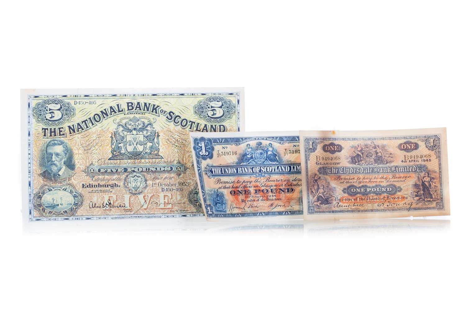 NATIONAL BANK OF SCOTLAND FIVE POUND NOTE AND OTHERS,